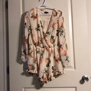 J for Justify floral romper with sheer long sleeve